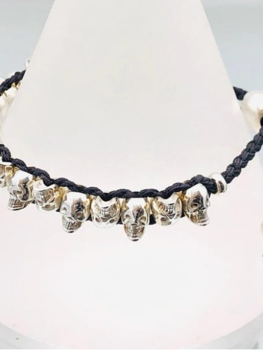 Vintage Links of London Sterling Silver Black Skull Friendship Bracelet - Picture 2 of 11